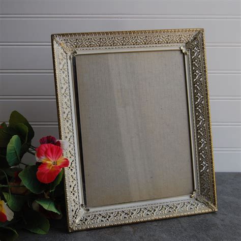 Vintage Gold Metal 8 X 10 Picture Frame With Glass And Stand Frames