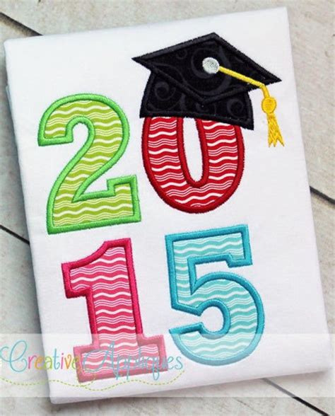 2015 Graduation Digital Machine Embroidery Applique Design 4 Sizes
