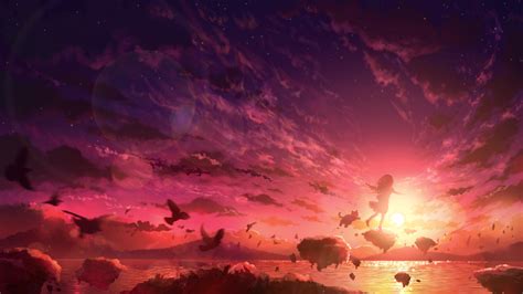 Anime Sunset Hd Wallpaper By Nireseine