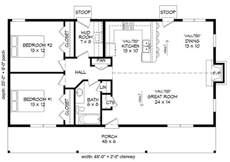 See our garage plan collection. House Plan 51658 - Ranch Style with 1200 Sq Ft, 2 Bed, 1 Bath