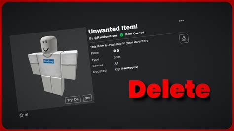 How To Remove Roblox Items From Your Inventory Youtube