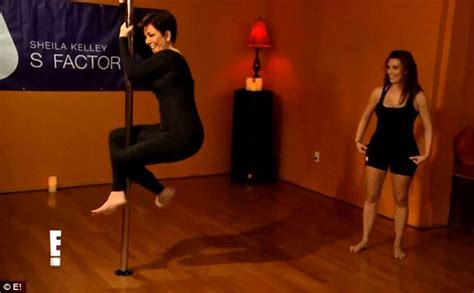 kris jenner shows kim kardashian how it s done at pole dancing class daily mail online