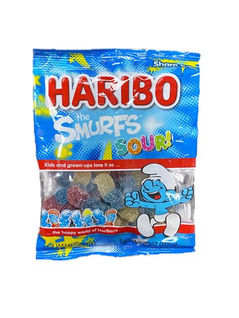 Haribo Smurfs Sour 4oz Bag Or 12 Count Box — Ba Sweetie Candy Store