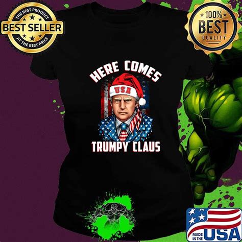 Here Comes Trumpy Claus Republican Usa Flag Christmas Shirt Hoodie