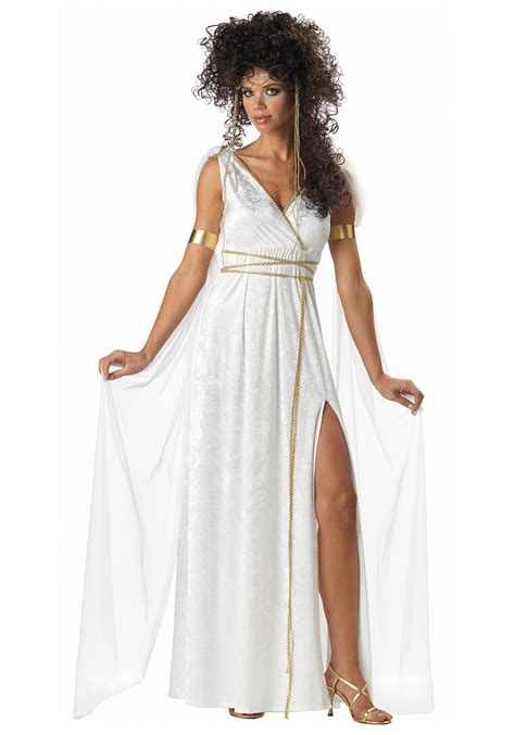 100% polyester interlock knit, knit mesh, faux leather & metallic knit. Women's Athenian Goddess Costume