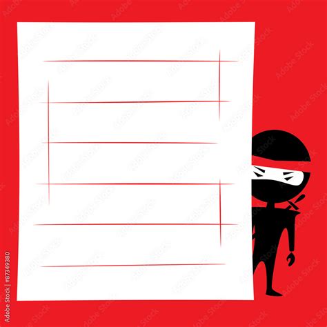 Vector Illustration Of Cartoon Ninja Hiding And Spying Place For Text