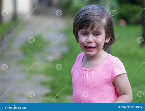Portrait Of A Cute Little Girl Crying Stock Image Image Of Fatigue