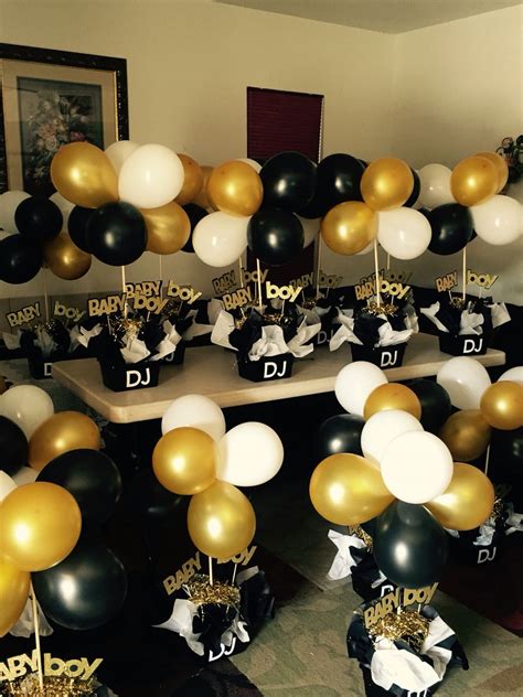 Black And Gold Babyshower Centerpieces Black And White Gold