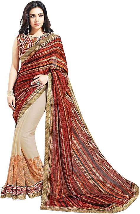 Indische Frauen Exklusives Designer Ethnic Georgette Sari Sari 3350