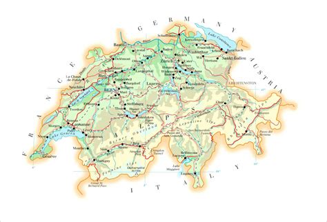 It is a federal republic composed of 26 cantons, with federal authorities based in bern. Large detailed physical map of Switzerland with roads, cities and airports | Vidiani.com | Maps ...