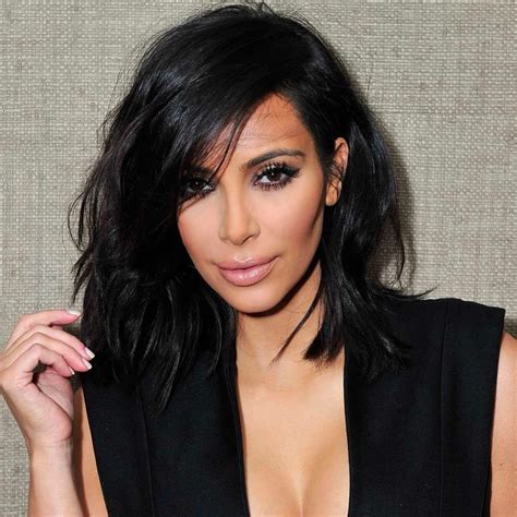 Kim Kardashian Long Bob Haircut With Bangs Short Hair Styles Medium