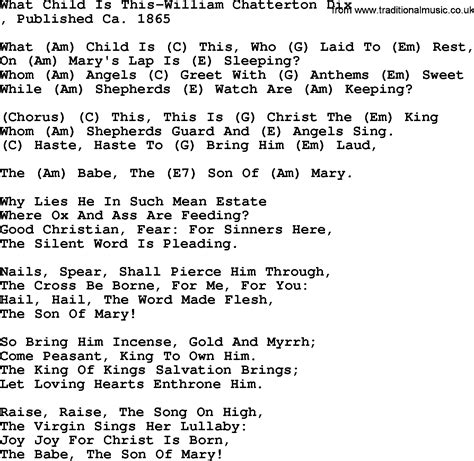 Country Musicwhat Child Is This William Chatterton Dix Lyrics And Chords