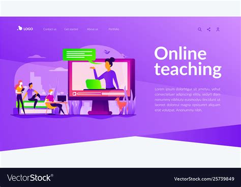 Online Teaching Landing Page Template Royalty Free Vector