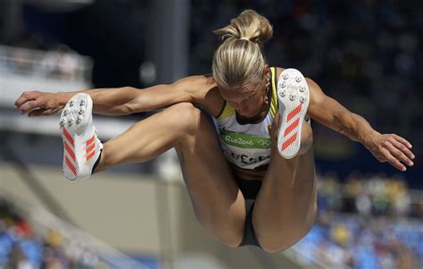 Jennifer Oeser Of Germany Competing In Women S Heptathlon Long Jump At