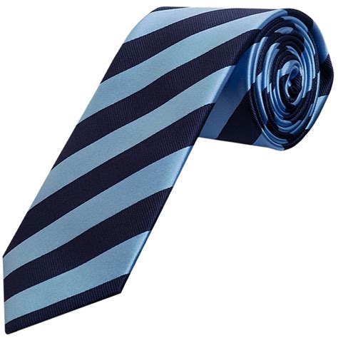 Navy And Light Blue Striped Classic Mens Tie