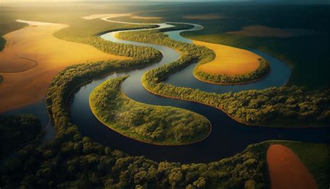 Premium Photo Aerial View Of The River In The Middle Of The