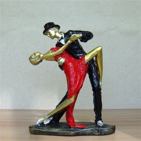 Fervent Couple Latin Dance Statue Handmade Resin Reel Dancing Figurine