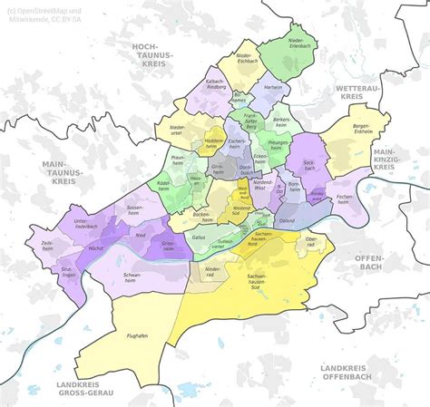 Map Of Frankfurt Neighborhood Surrounding Area And Suburbs Of Frankfurt