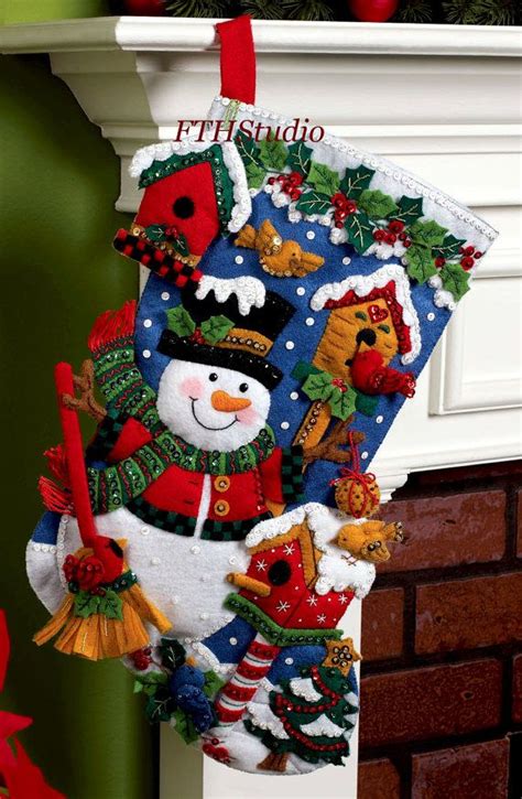 Bucilla ~ Snowman With Birds Felt Christmas Stocking Kit 2010 Pattern