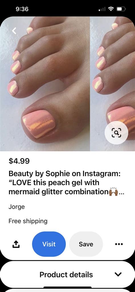 Mermaid Glitter Peach Nails Beauty Finger Nails Ongles Peaches