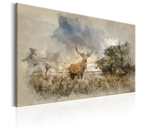 120x80 Tableau Animaux Divers Animaux Magnifique Deer In Field