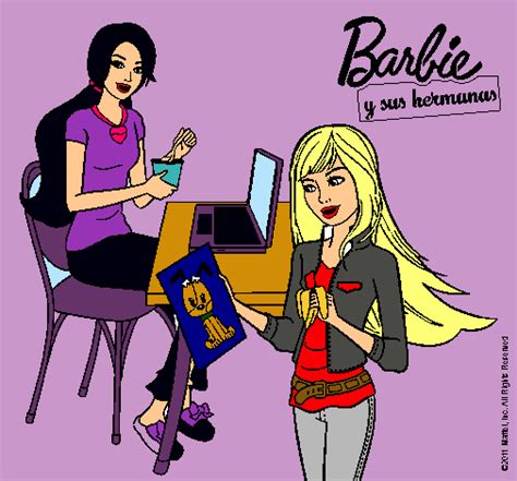 Barbie Y Su Hermana Merendando Pintado Por Amadix