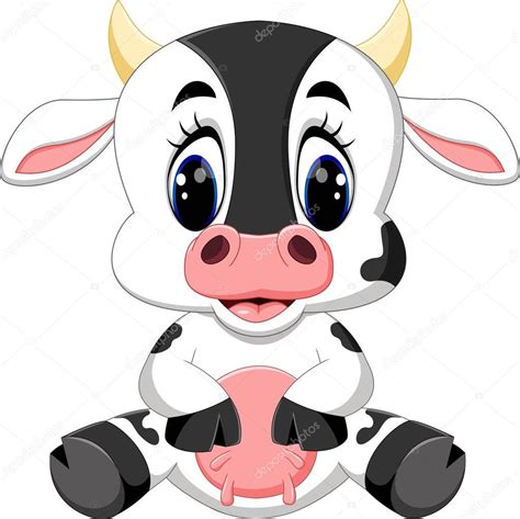 Lindo Bebé Vaca Dibujos Animados Ilustración De Stock De