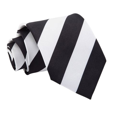 Mens Striped Black And White Tie