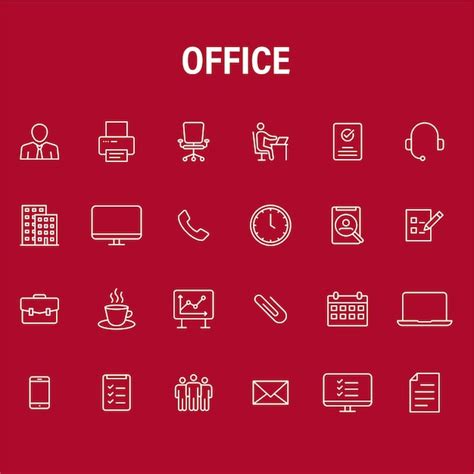 Premium Vector Vector Office Icon Set White