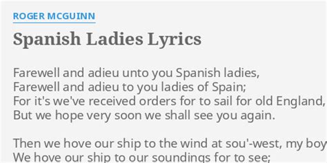spanish ladies lyrics by roger mcguinn farewell and adieu unto