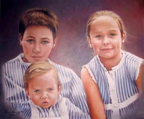 Retrato De Tres Hermanos óleo Sobre Lienzo50x60 Retratos Tres