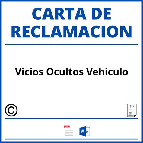 Modelo Carta Reclamacion Vicios Ocultos Vehiculo Pdf Word