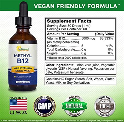 Vitamin B12 Sublingual Liquid Drops 5000 Mcg Supplement With