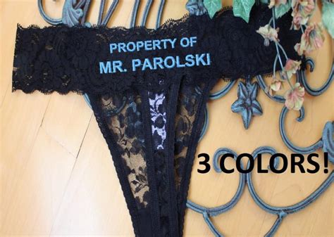 Bridal Lingerie Personalized Anniversary Thong Property Of Mr Thong Honeymoon Lingerie Blue
