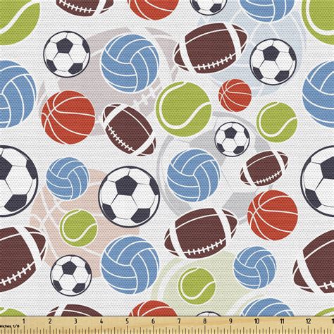 Sport Sofa Upholstery Fabric By The Yard Sports Balls Pattern Abstract