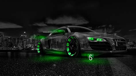 Download Audi R8 Crystal City Car Green Neon Hd Wallpaper Design By
