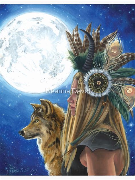 Viking Woman Wolf Art Native American Art Moon Song Poster By