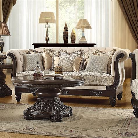 Traditional Sofa In Brown Fabric Traditional Style Homey Design Hd 2651