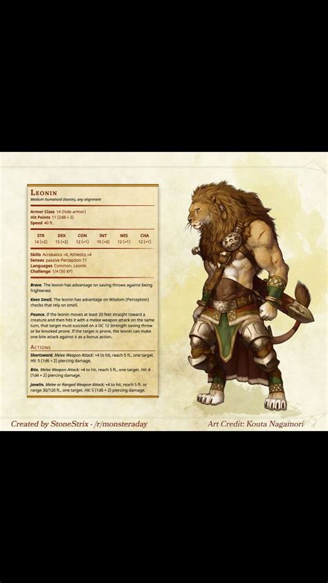 Leonin Dungeons And Dragons Characters Dungeons And Dragons Homebrew