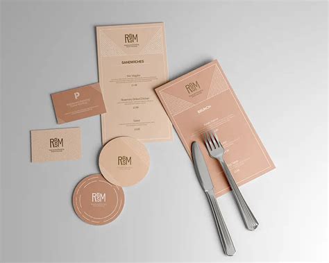 Restaurant Branding Mockup With 2 Menus Business Cards And Coasters