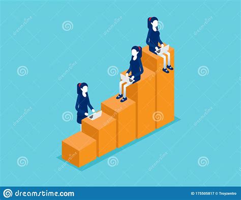 Teamwork Isometric With Chart Business Team Concept Stock Vector Illustration Of Meeting