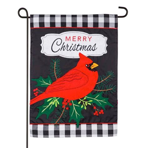 Evergreen Enterprises Merry Christmas Cardinal Garden Applique Flag