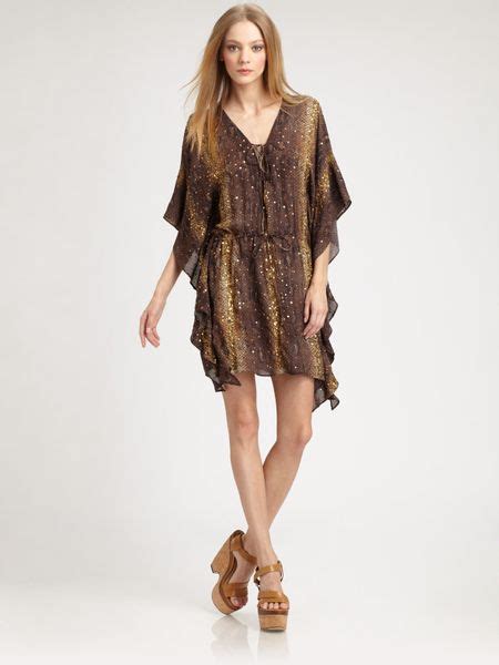 Haute Hippie Gypsy Silk Sequin Dress In Brown Lyst