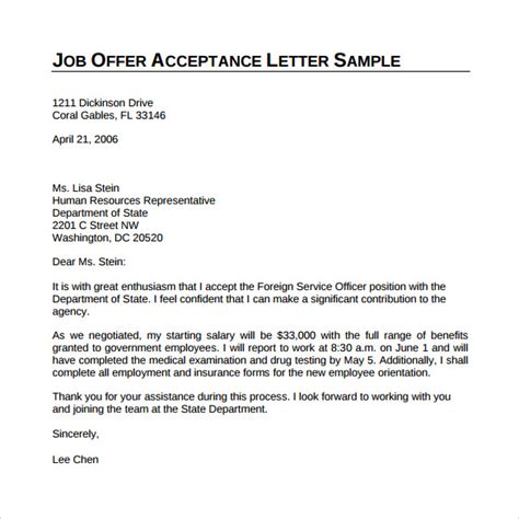 Free 8 Sample Offer Acceptance Letter Templates In Pdf Ms Word