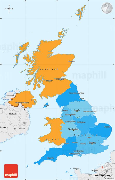 Political Simple Map Of United Kingdom Single Color Outside Borders