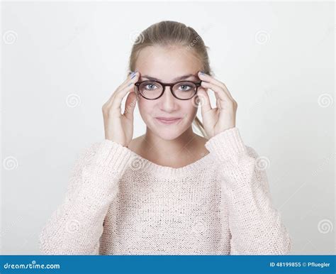 Girl With Round Glasses Stock Image Image Of Caucasian 48199855