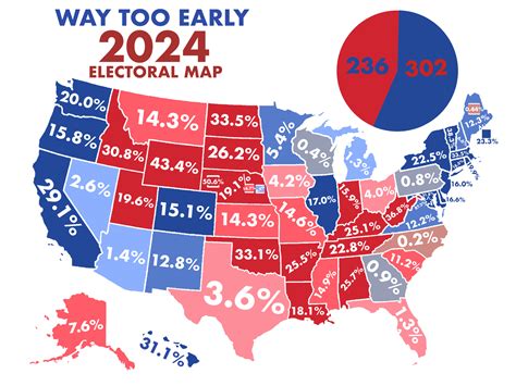 way too early 2024 electoral map with margins r mapporn