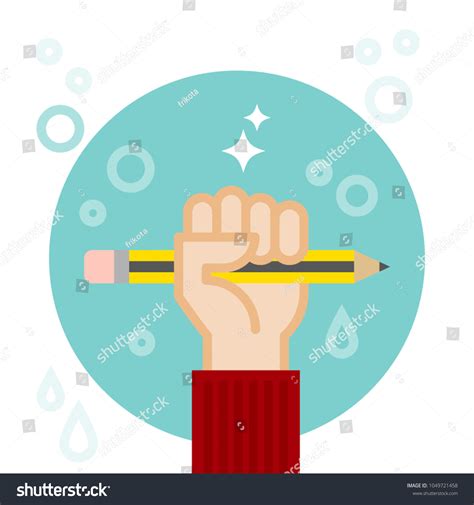 Hand Holding Pencil Creativity Concept Vector Stock Vector Royalty