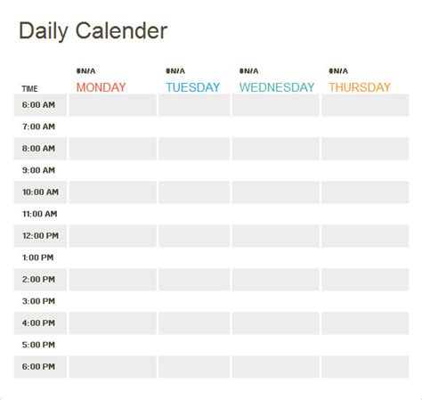 Excel Daily Schedule Template For Your Needs