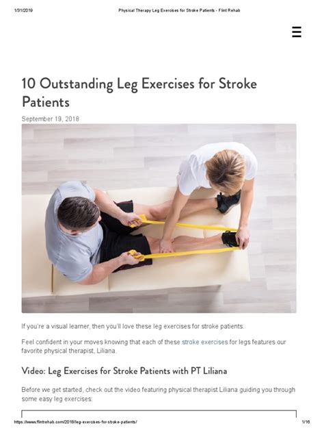 Physical Therapy Leg Exercises For Stroke Patients Flint Rehab Pdf Physical Therapy